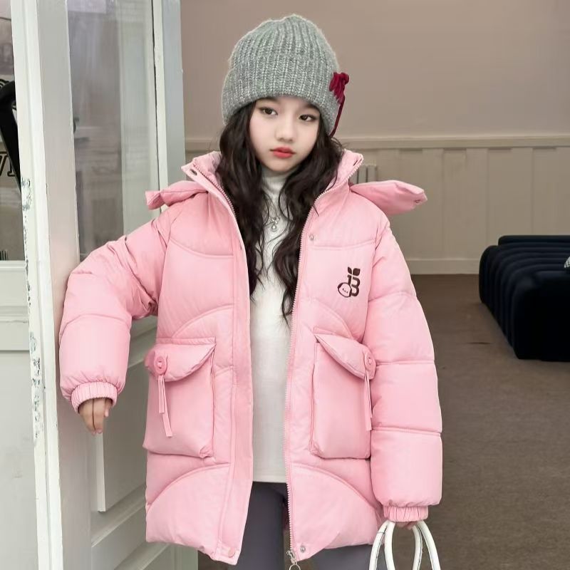 女童棉服洋气冬装儿童加绒加厚棉衣女孩大童冬季休闲中长款布B款