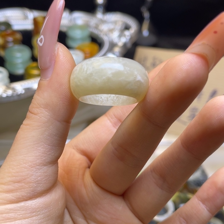 蛇纹石玉合金戒指16-19.0
