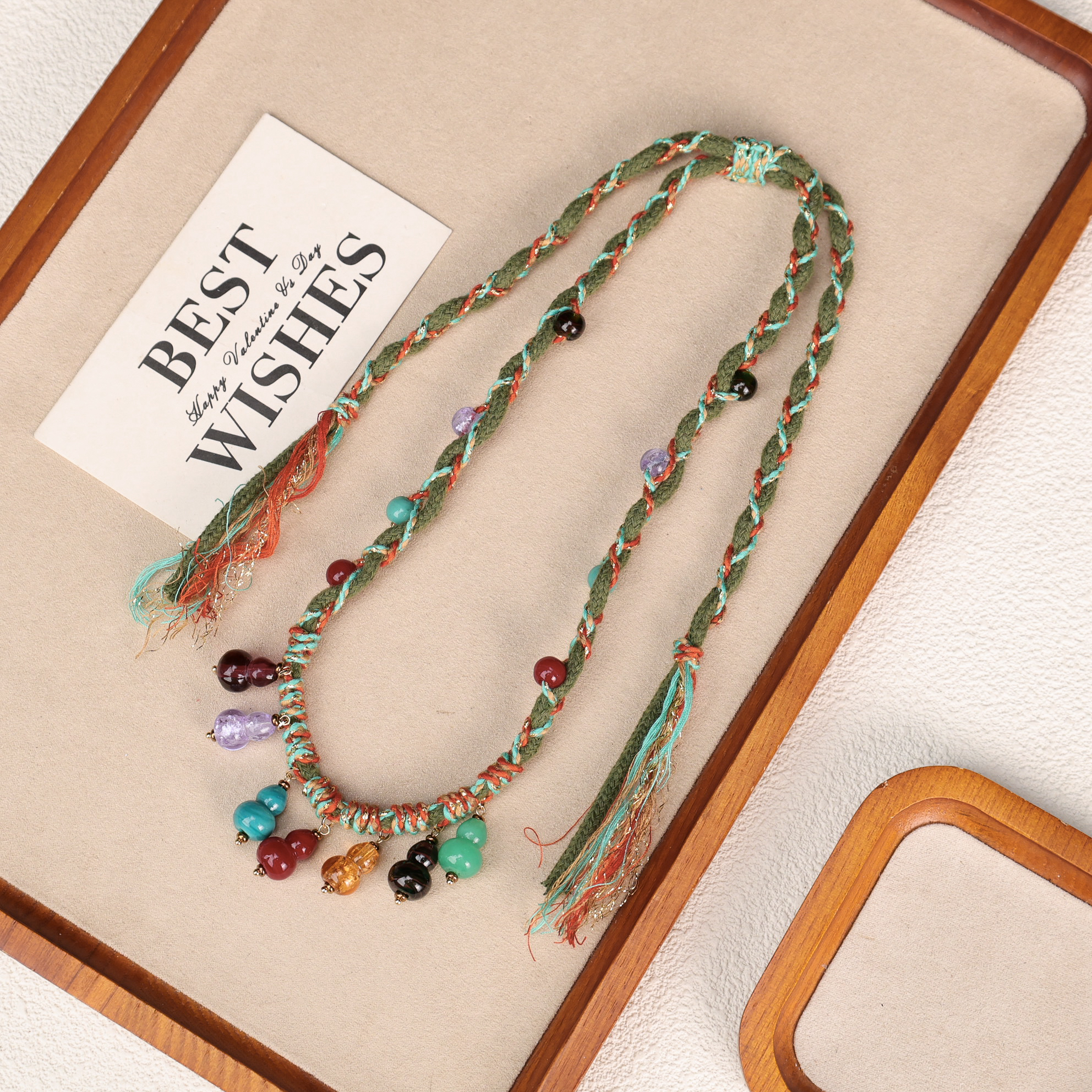 LZ4917彩色七色葫芦多宝绳编项链