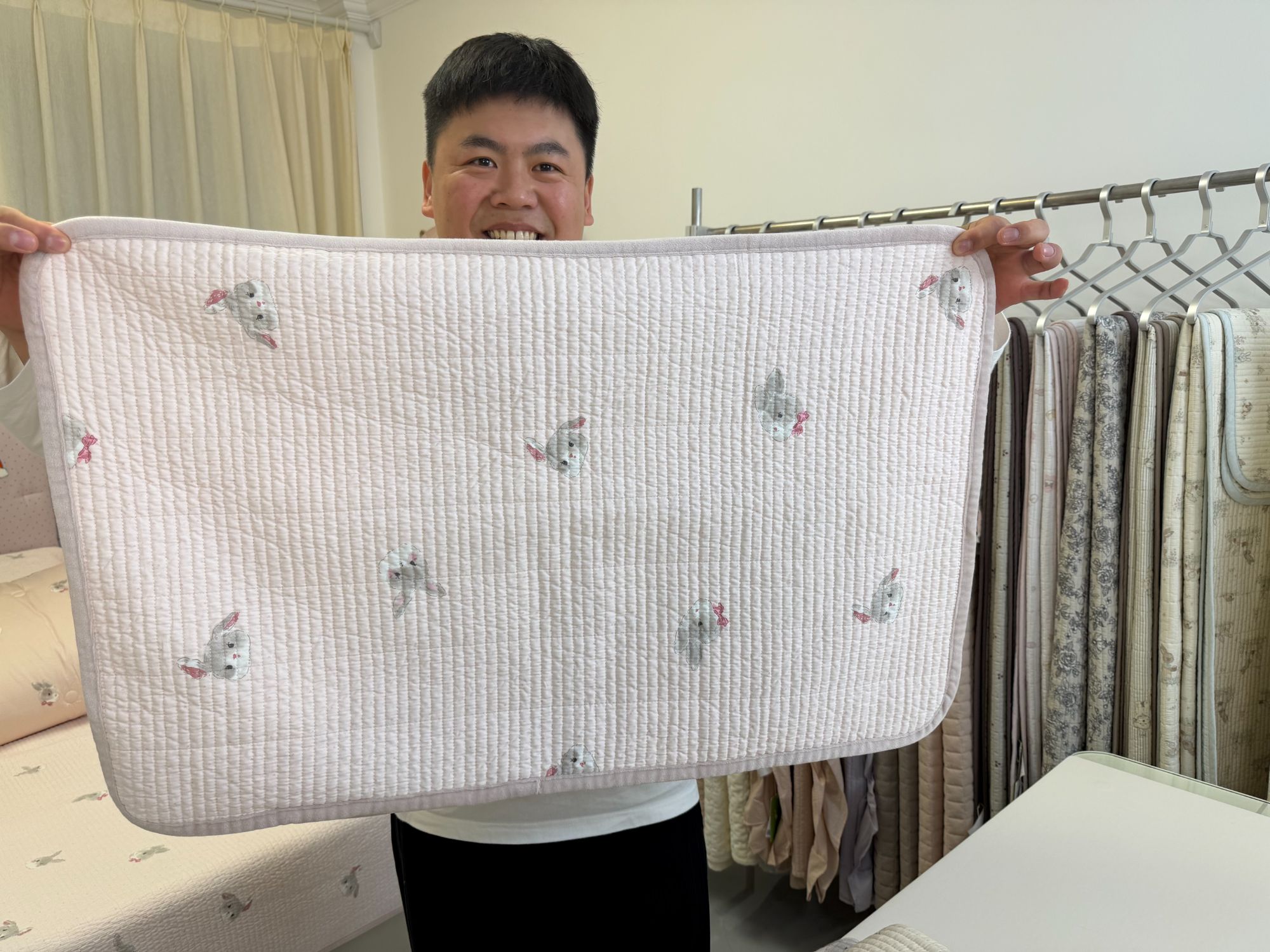 大鹅正品 新款可爱卡通双面全棉枕套夹棉绗缝加厚枕套双人枕套