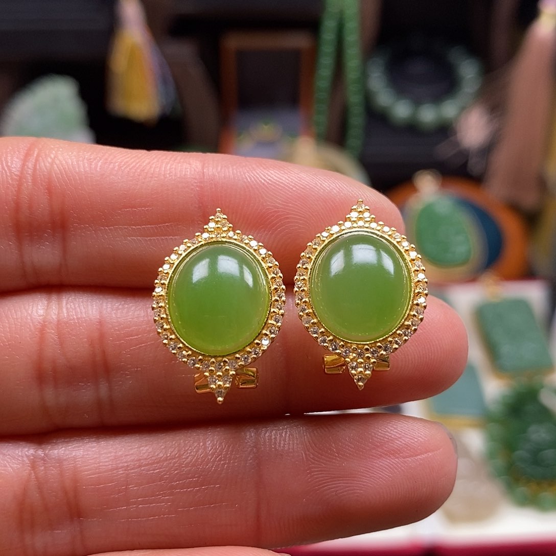 和田玉颈饰银S925镶嵌