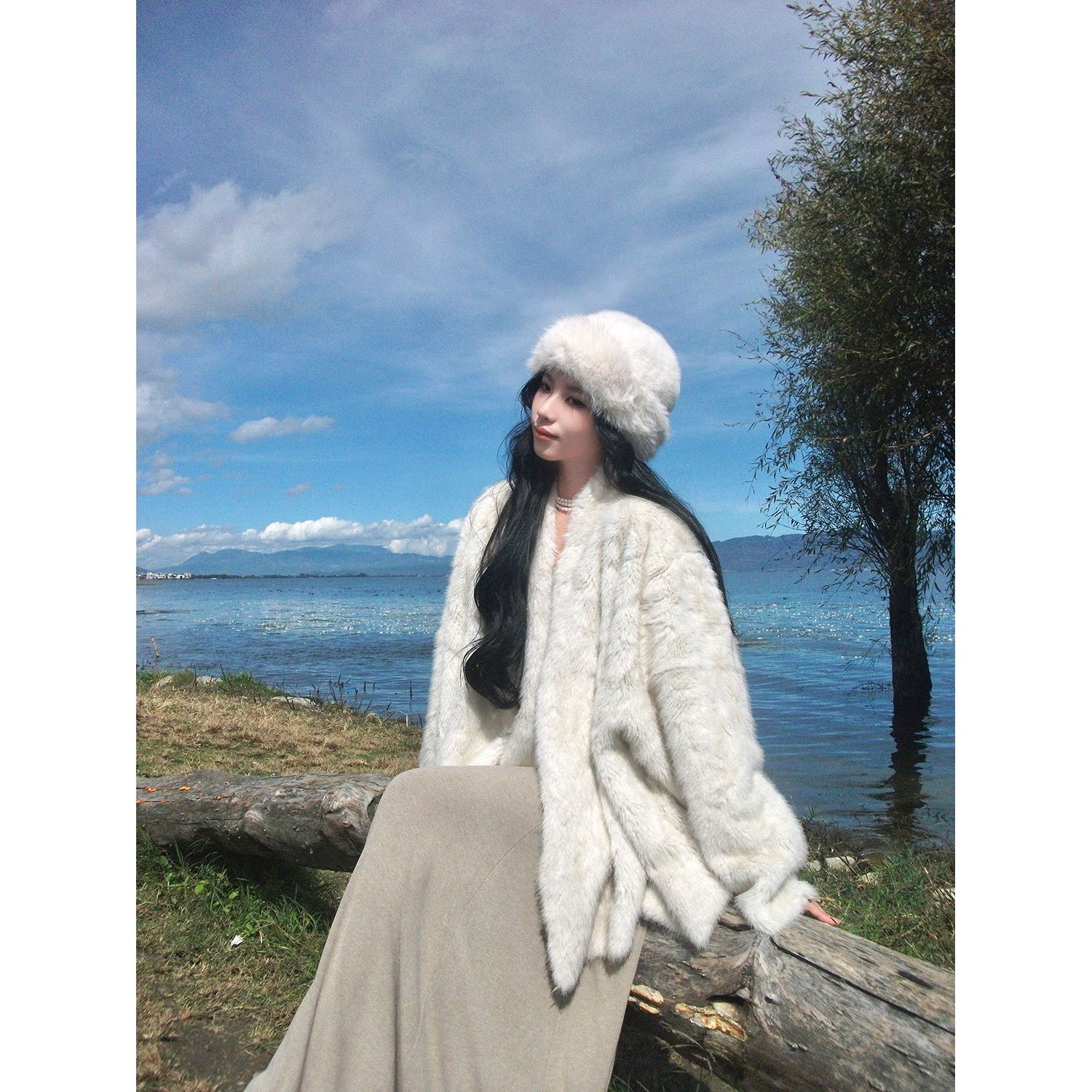 ICELOLLY高级感皮毛一体环保皮草女2025冬加厚保暖毛茸茸毛毛外套