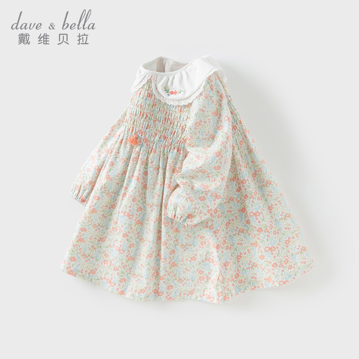 戴维贝拉儿童纯棉连衣裙女宝宝洋气公主裙2025新款春装-DB1250439