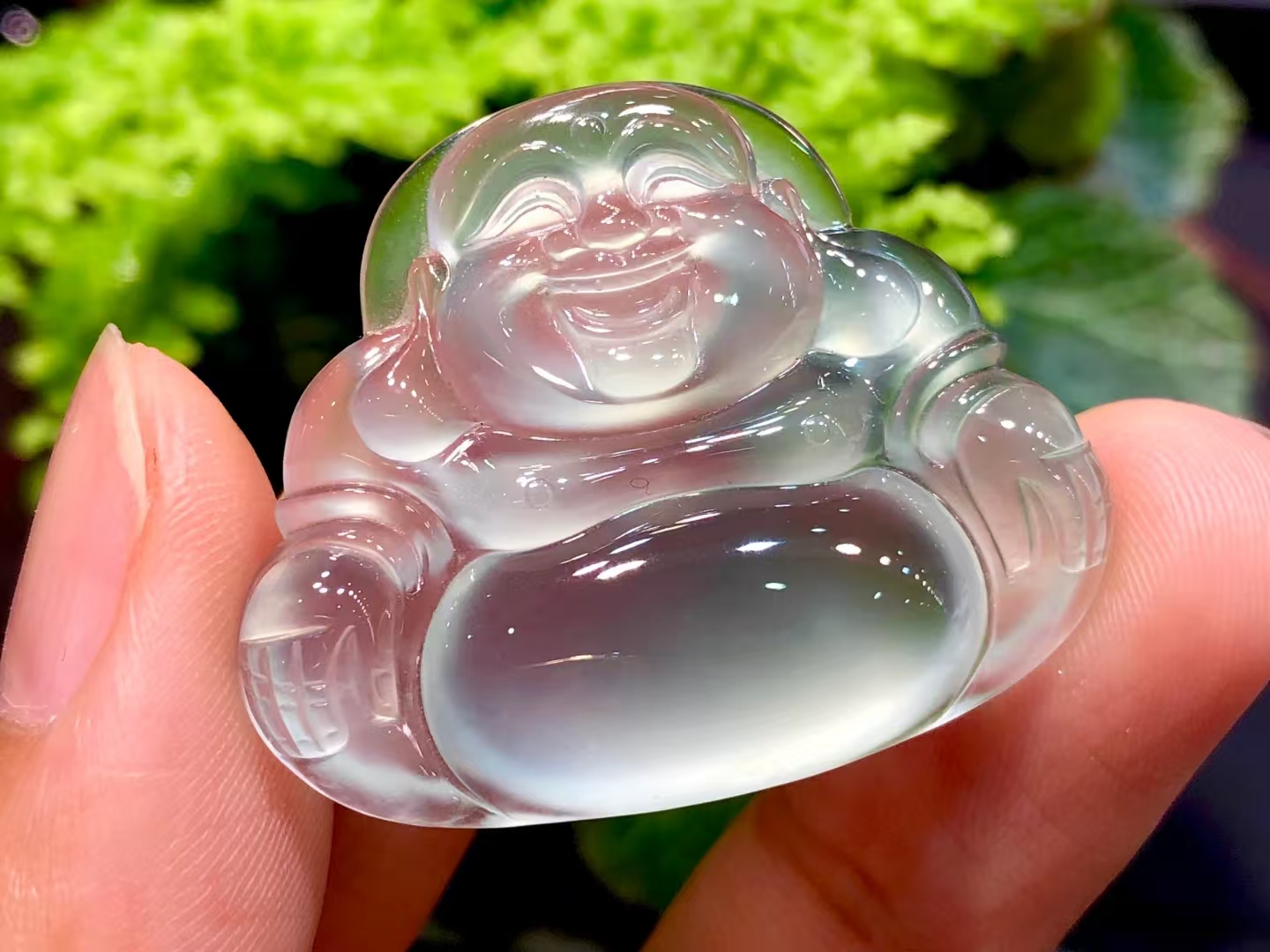 翡翠玻璃种佛公挂件