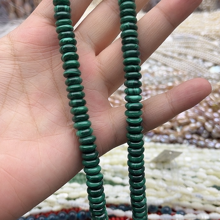 未镶嵌玛瑙/玉髓珠宝半成品半条8.5mm左右孔雀石算盘珠