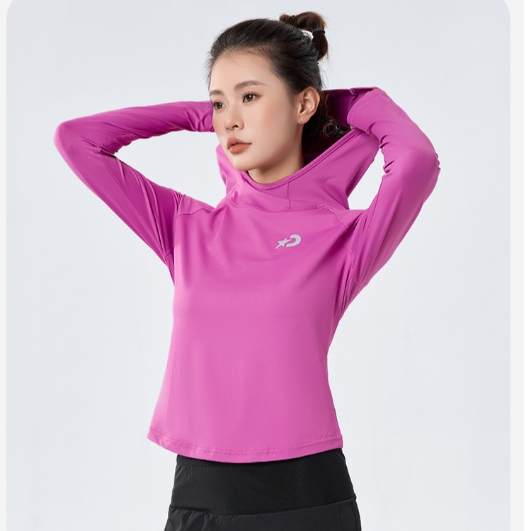 DYISE运动帽衫女跑步速干衣舞蹈显瘦瑜伽休闲透气连帽健身衣23033