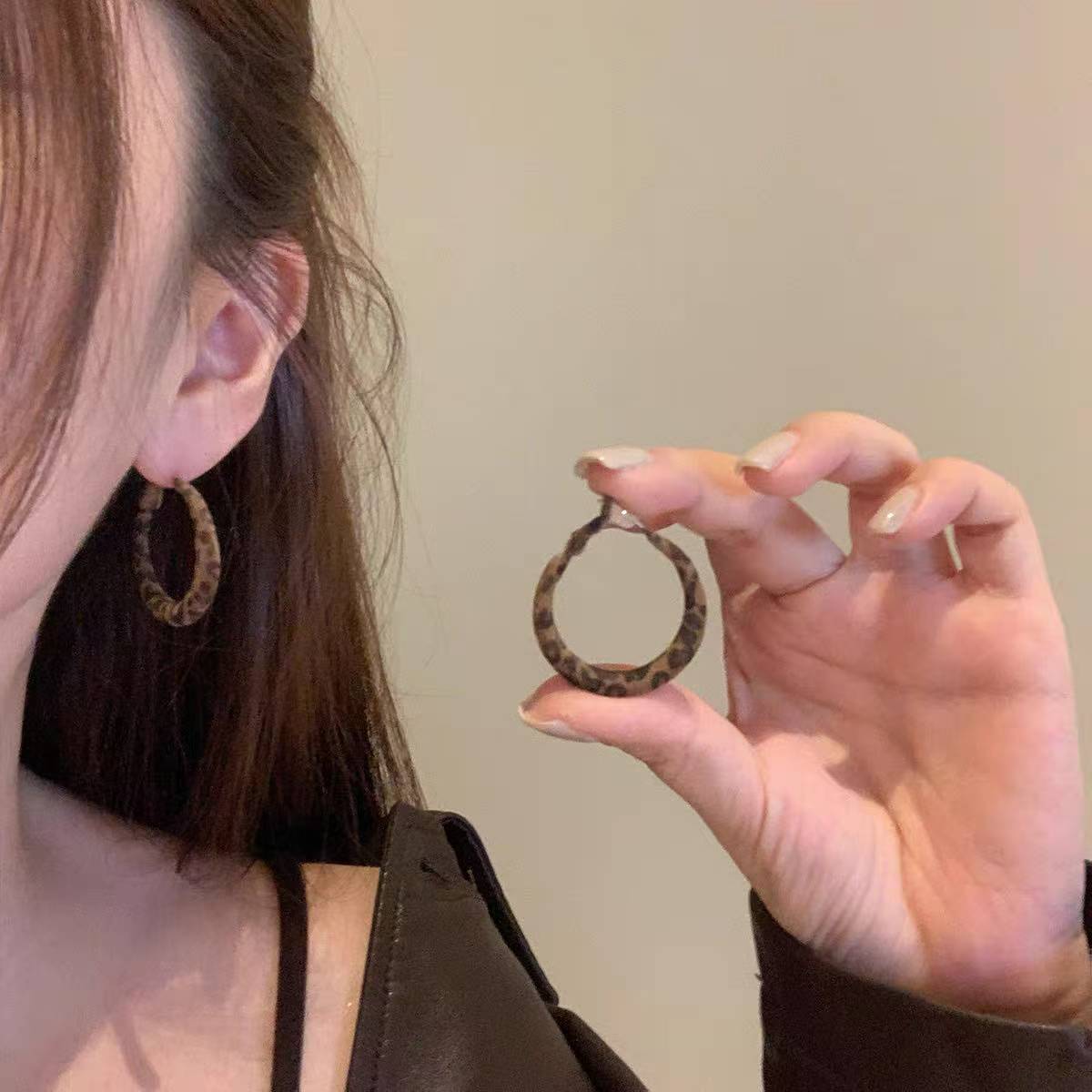 铜合金耳饰 AIER-S925银针好质感月牙耳圈高级感圆圈耳环气质