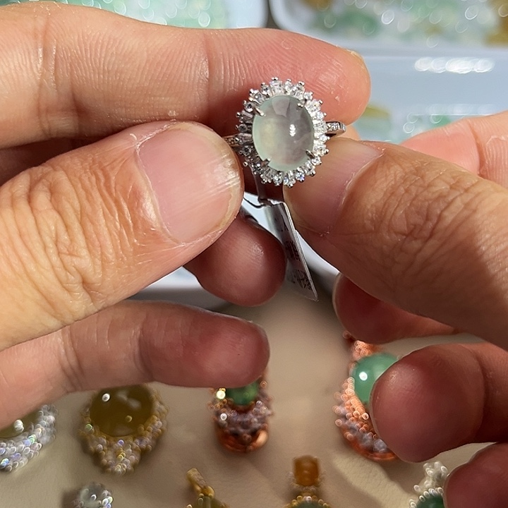 翡翠银S925镶嵌戒指