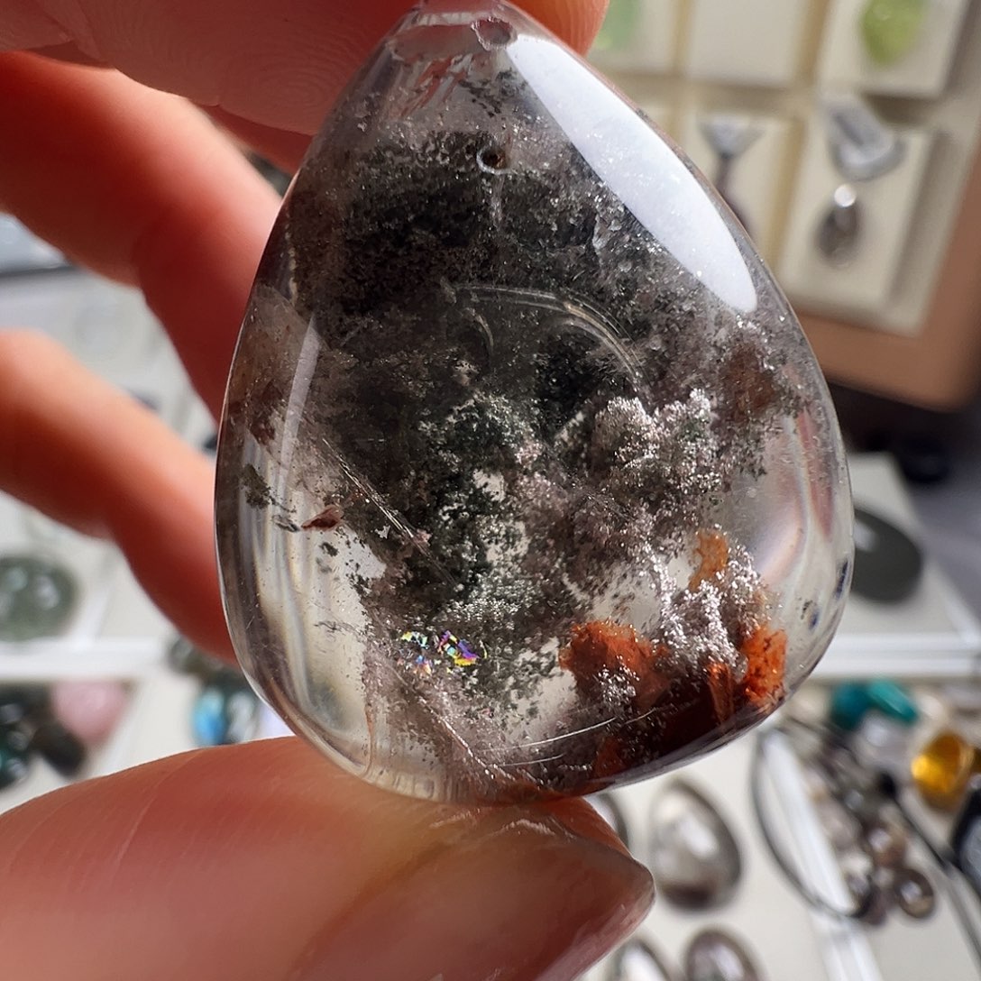 水晶颈饰银S925镶嵌天然幽灵水晶