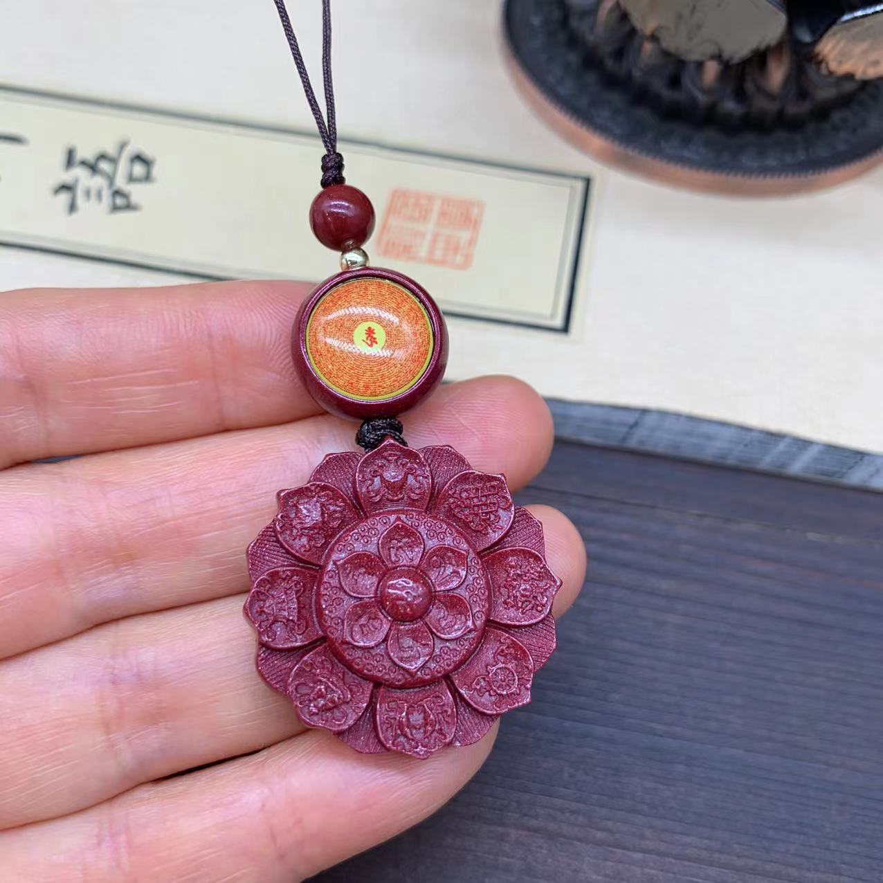 非金属布艺项链 楞严 藏式八寶莲花 手机链包挂项链