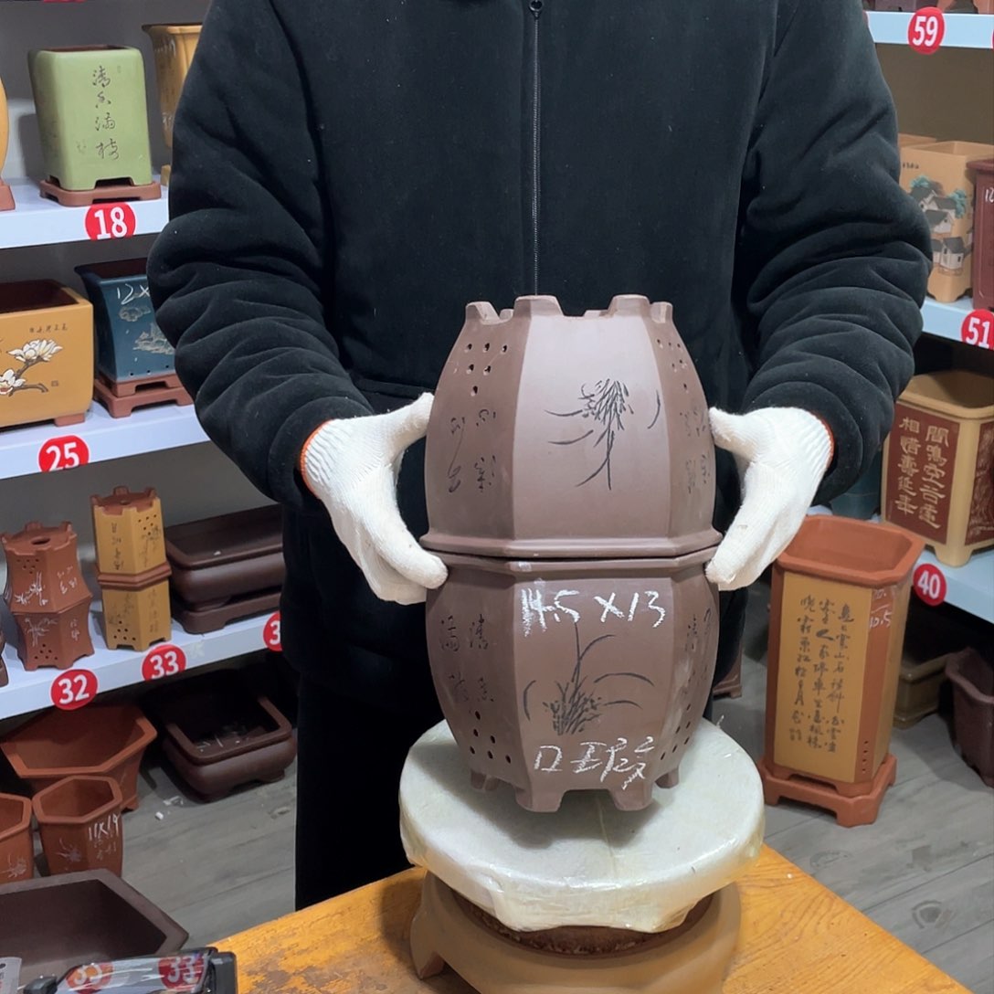 紫砂天心紫砂手工花盆