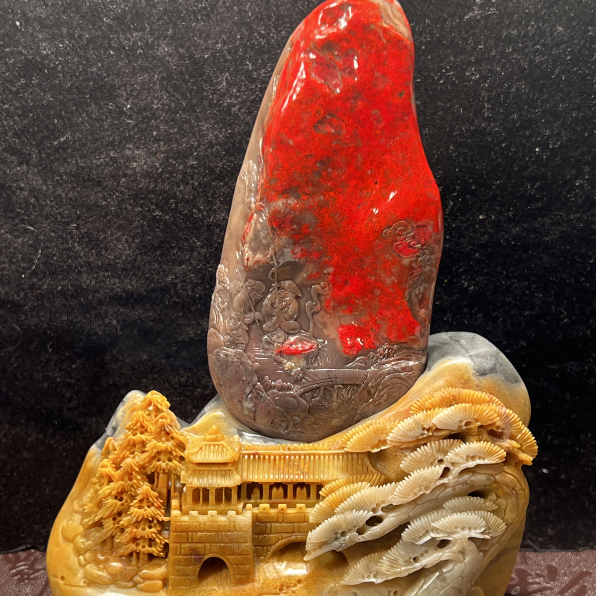昌化鸡血石精品山水摆件