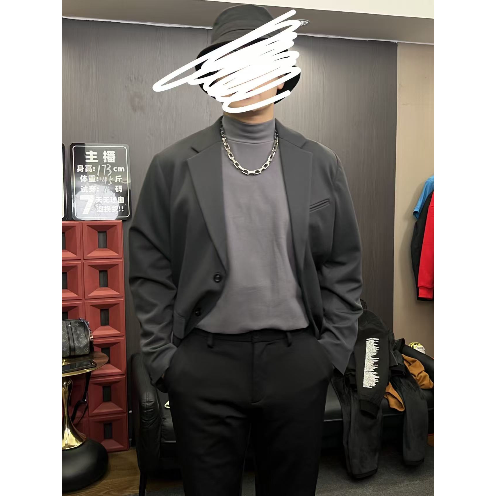 30434-休闲翻领双纽扣西装外套
