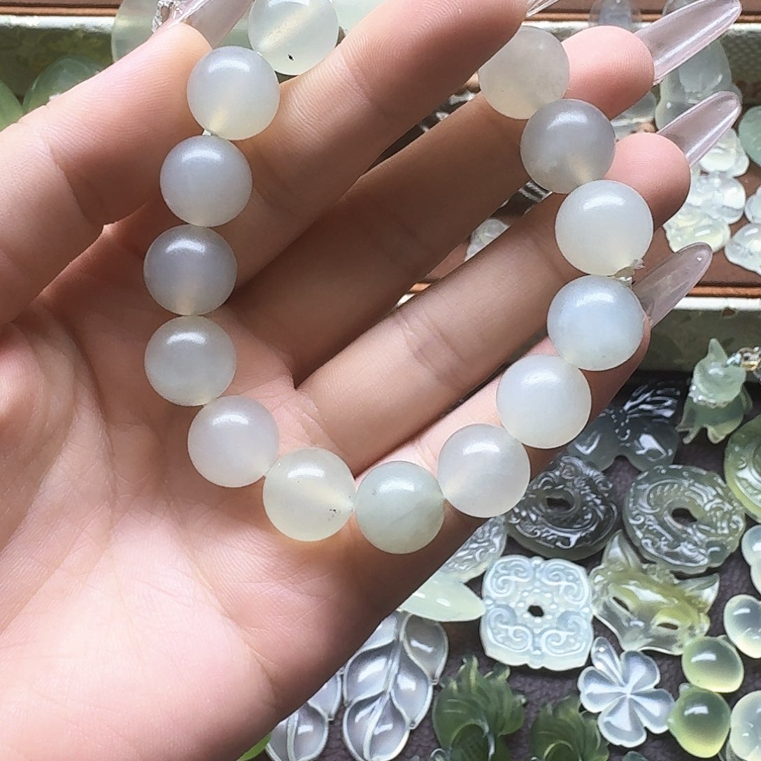合金岫玉手链纯天然岫玉手串