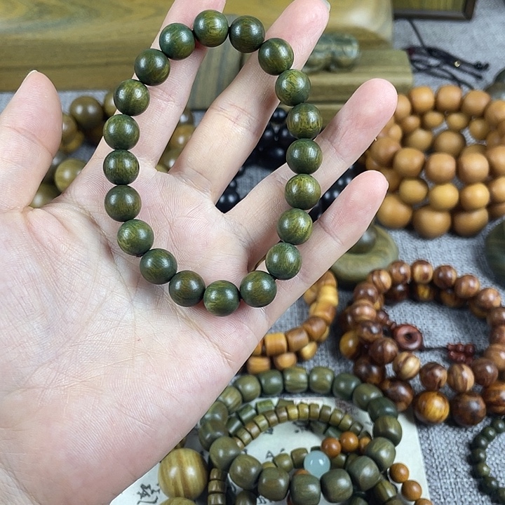 绿檀木1.0尺寸圆珠单圈