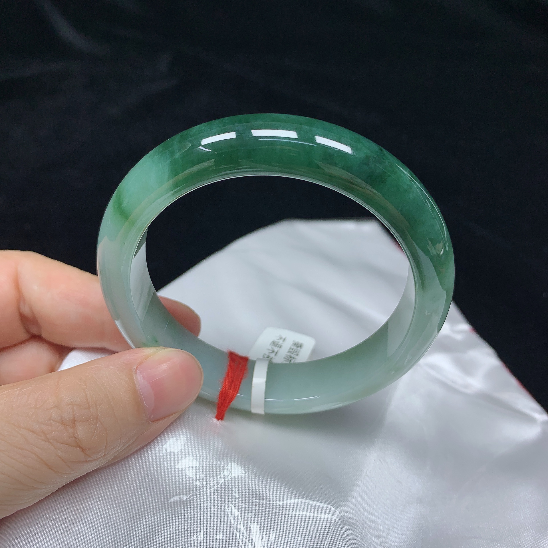 57/58圈缅甸天然翡翠A货正圈手镯女款时尚百搭平安镯玉镯无纹裂