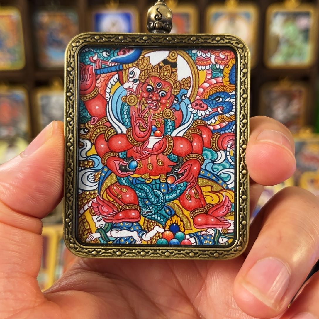 吊坠青海热贡手绘红老爷