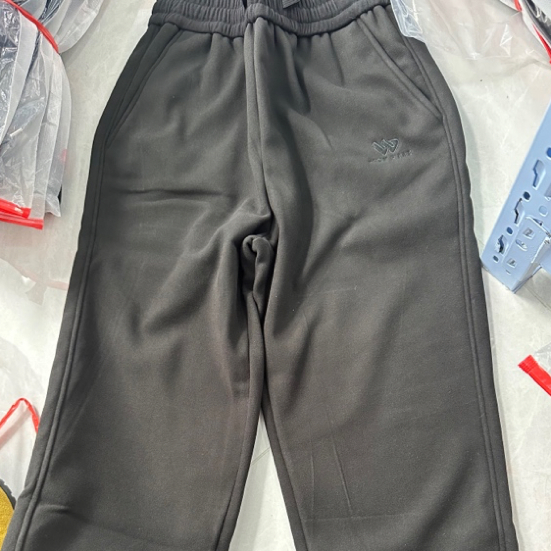 3216男士W光面刺绣松紧腰加绒直筒休闲阔腿运动卫裤新款时尚潮流