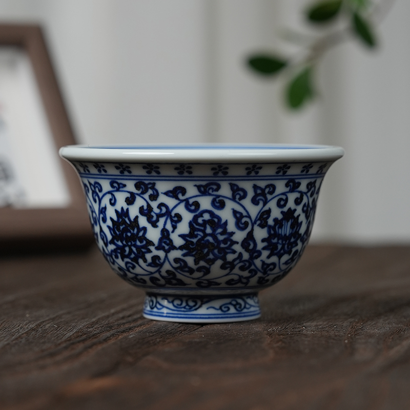 【栗子严选】永乐缠枝大压手杯纯手工手绘主人杯moshe760