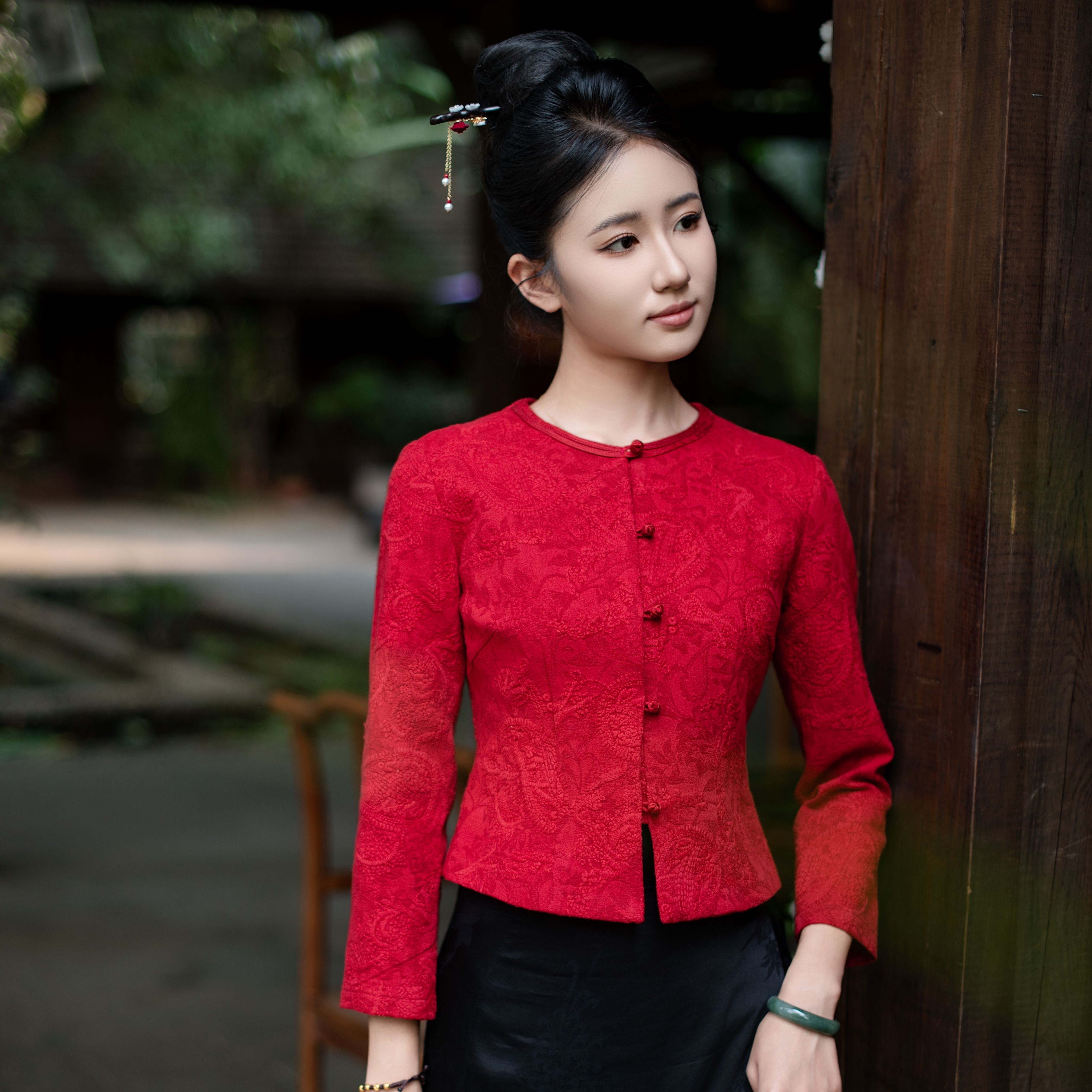 玉家人【勐臻】傣族服装红色改良服饰中国风民族风新中式上衣外套