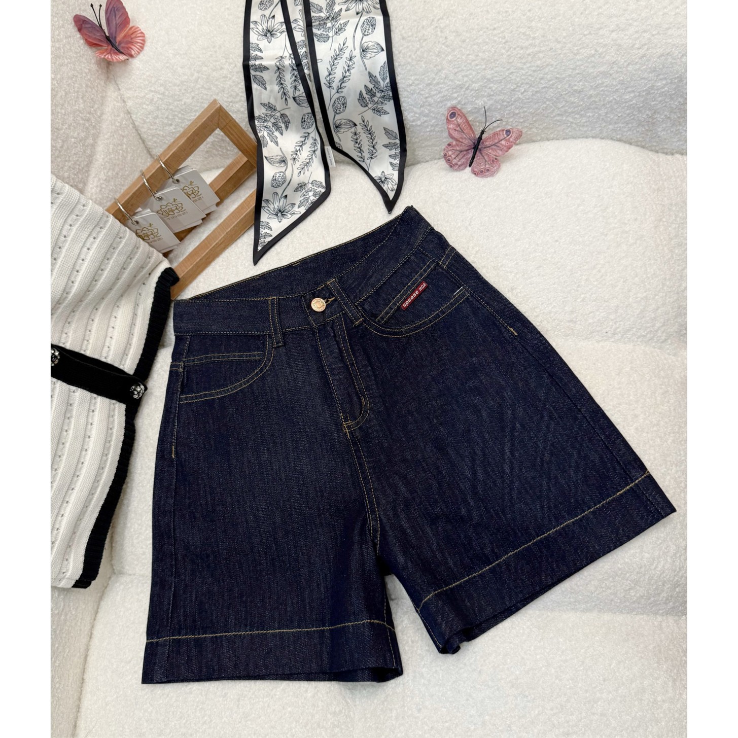 高腰短裤女士高腰牛仔显瘦直筒时尚休闲百搭