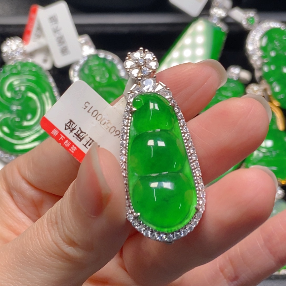 翡翠银S925镶嵌吊坠(不含链)