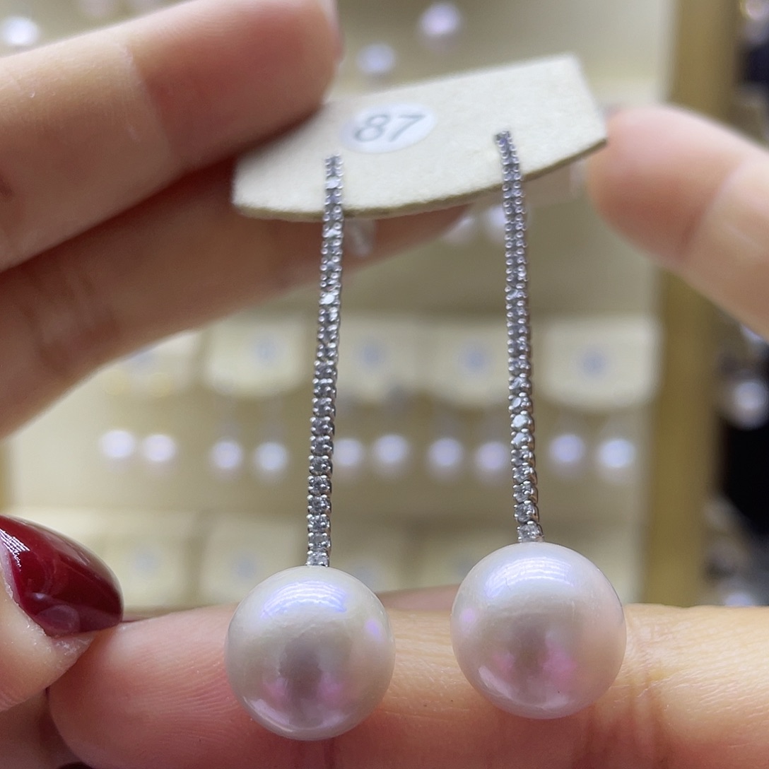 淡水珍珠耳饰银S925镶嵌
