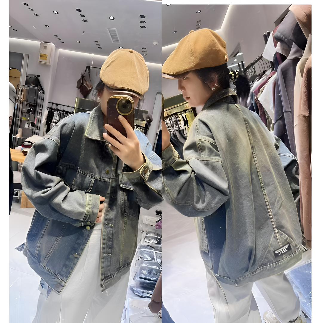 春秋春款时尚休闲百搭宽松韩版复古重工牛仔外套