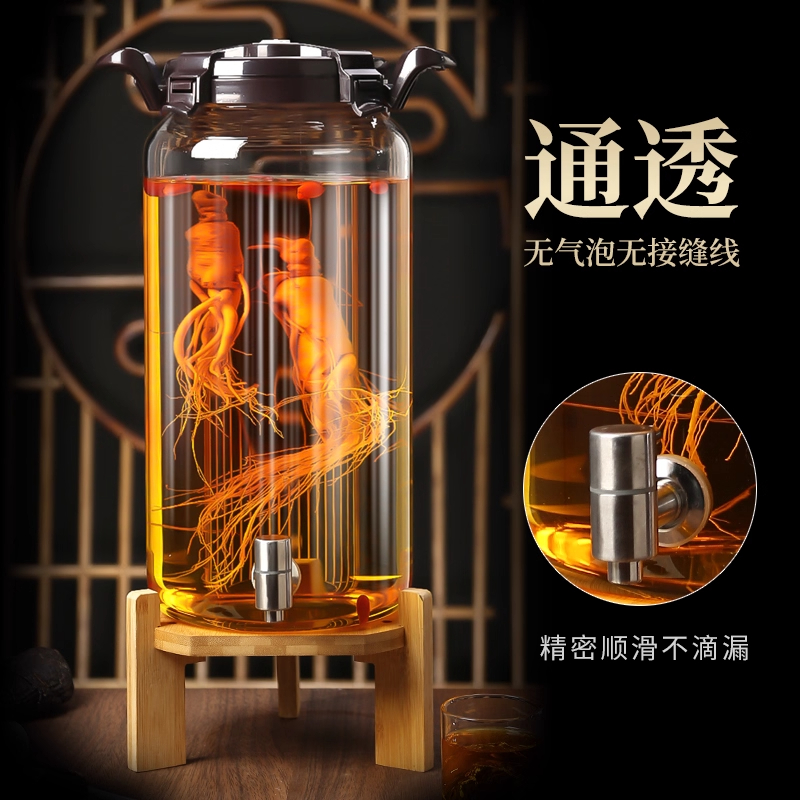 泡酒专用玻璃瓶带龙头人参药酒加厚泡酒罐酒桶酒坛子高档密封容器
