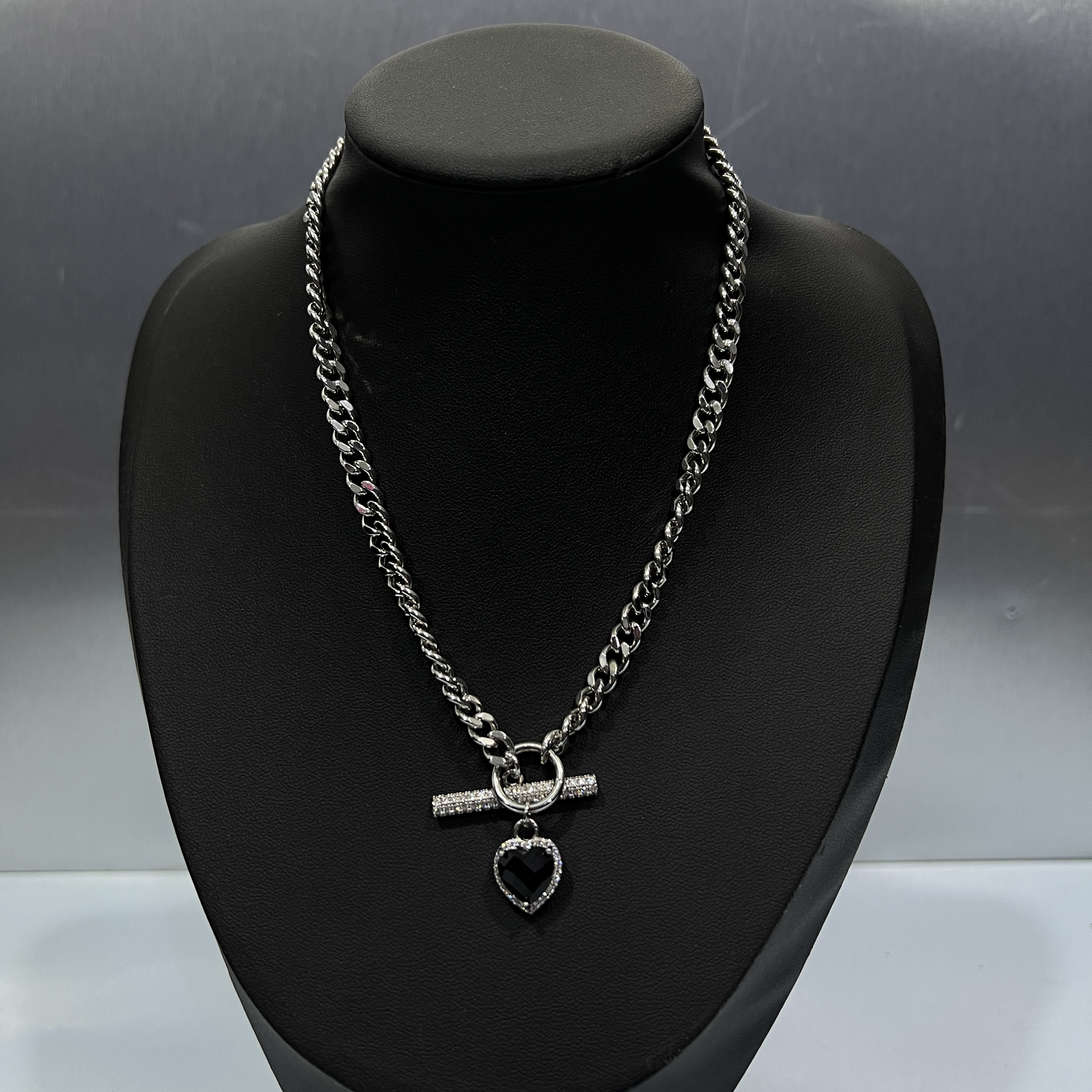 不锈钢项链 （福）-钛钢项链 潮流个性镶钻爱心百搭项链