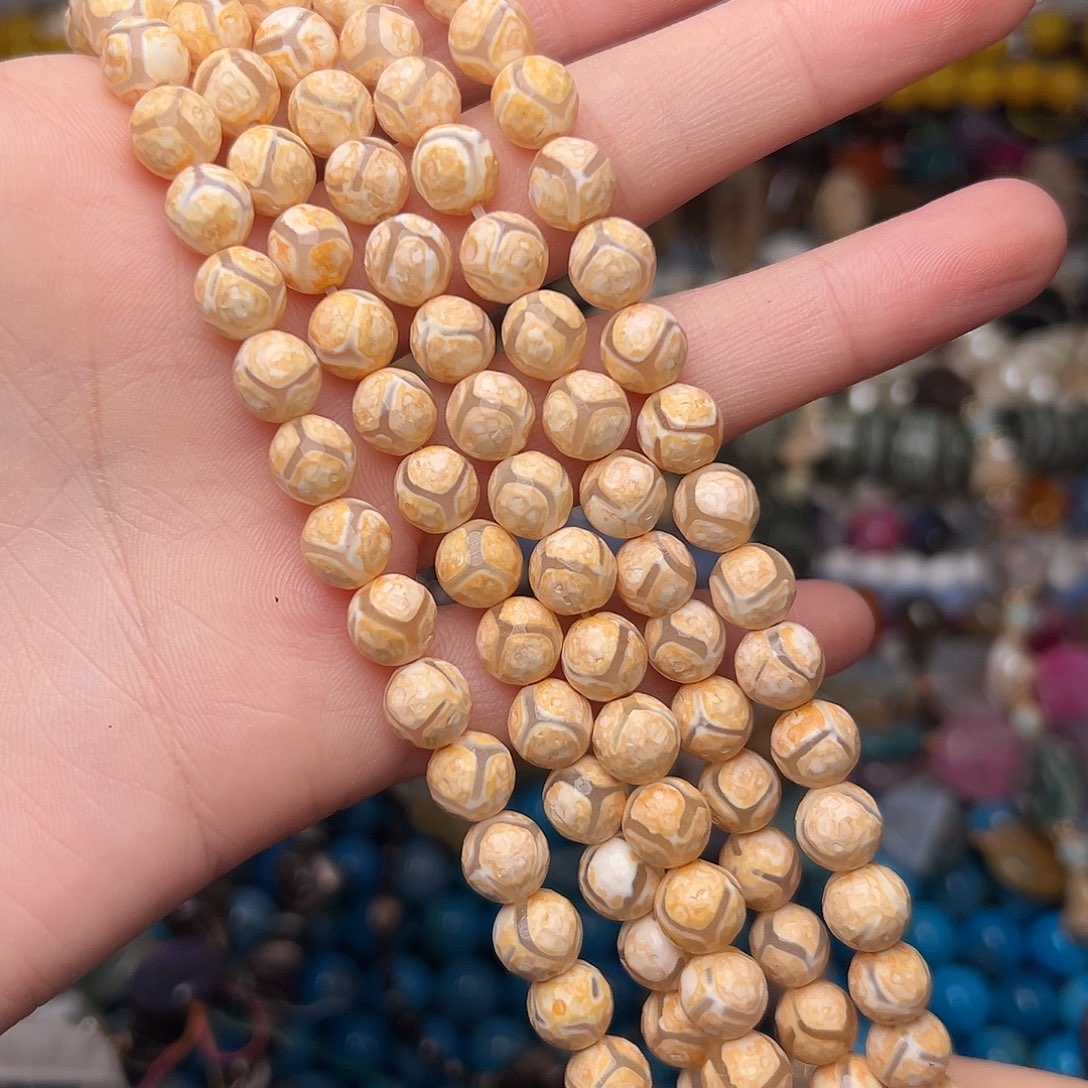 玛瑙/玉髓合金珠宝半成品V603。8mm天然斑纹玛瑙圆珠一条