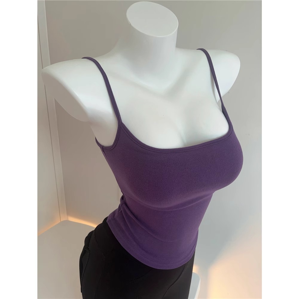 MCREAM SHO显白！自带胸垫 显胸可拆卸磨毛遮副乳方领吊带背心内搭