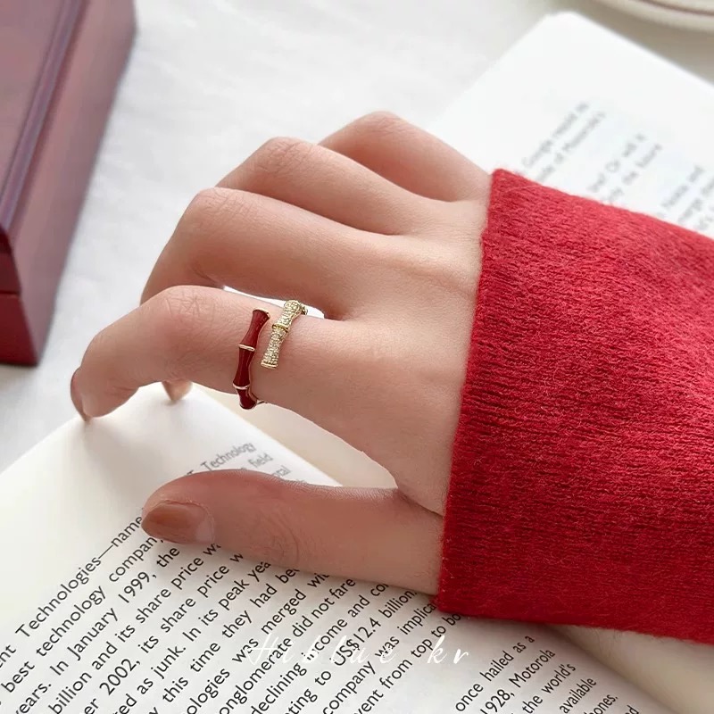 钛钢珐琅戒指 25年新款竹节戒指（开口戒)