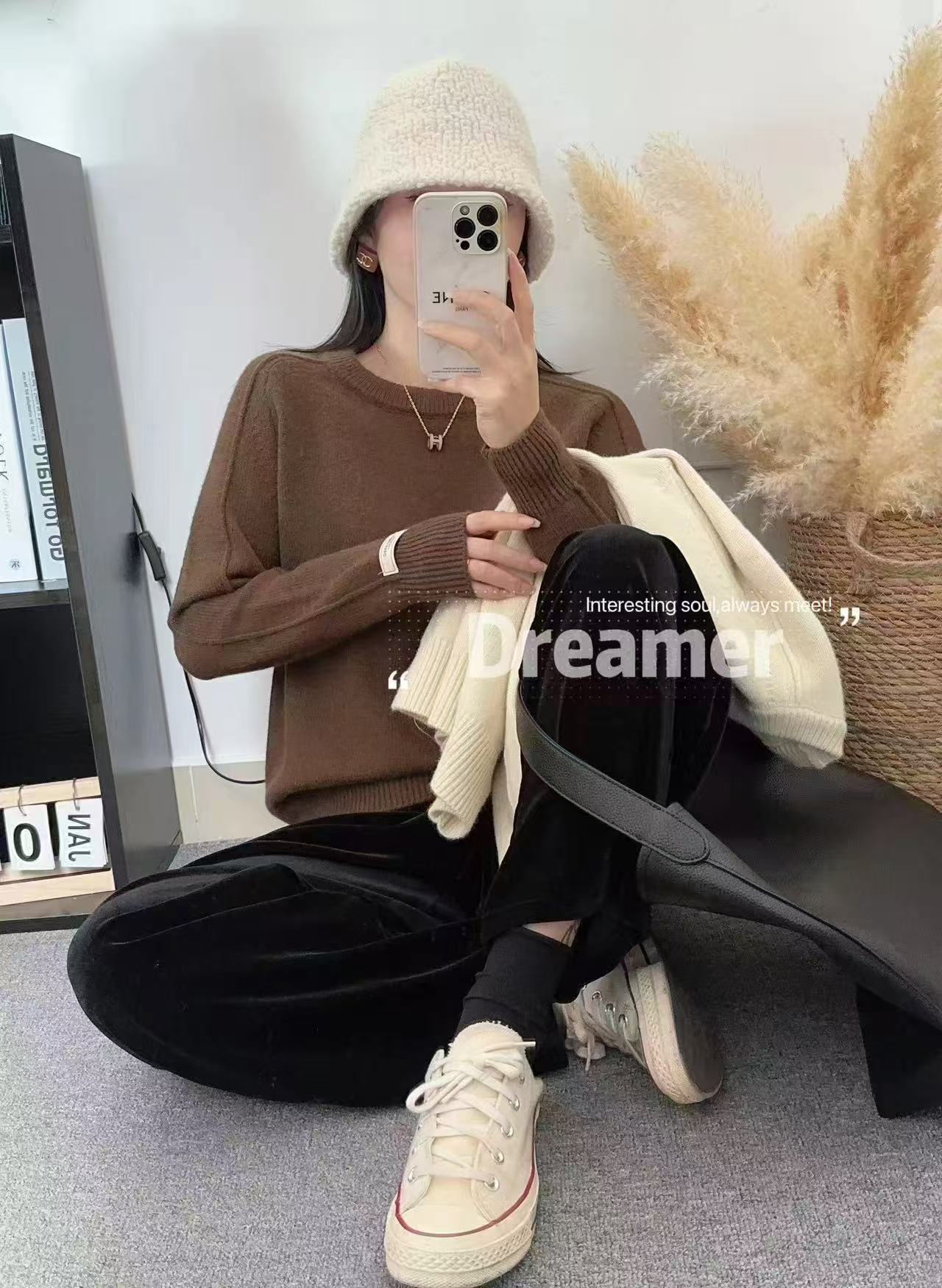 鱼骨插肩//加厚纯色立体鱼骨显白百搭针织毛衣套头111621