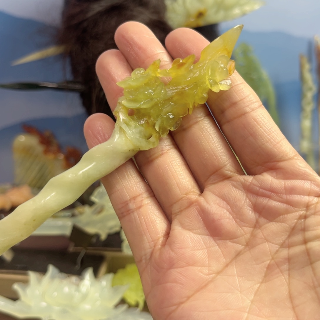 蛇纹石玉发饰合金