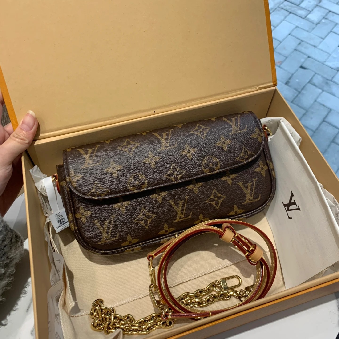 99新 LouisVuitton/路易威登 LV 老花Ivy woc 斜挎包25070055-05