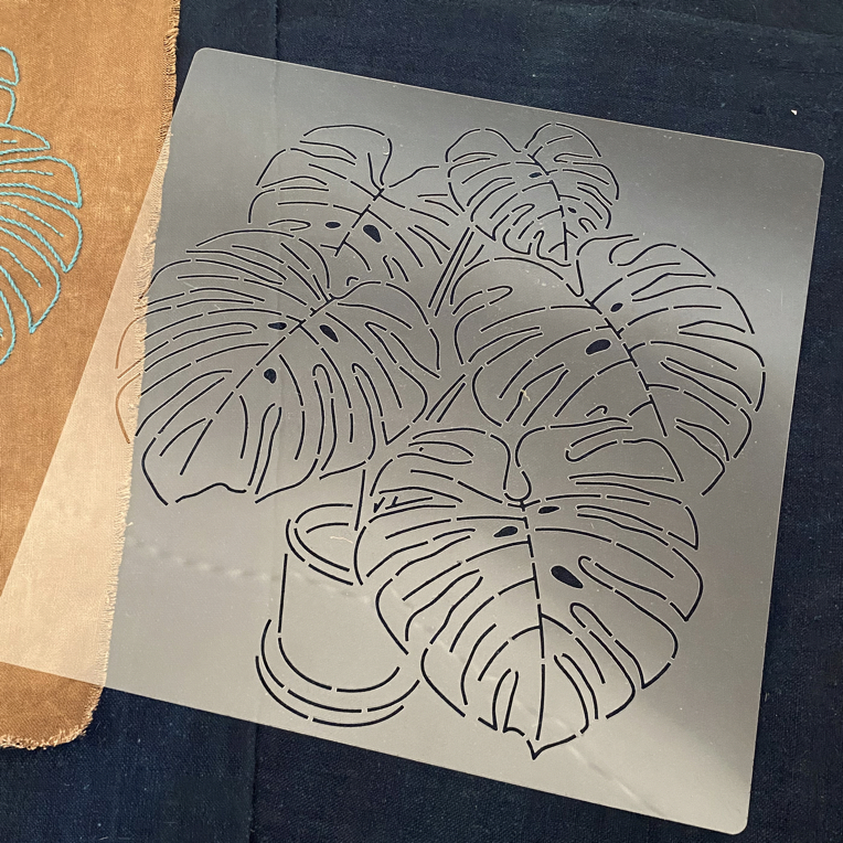 手缝类模板-龟背竹25cm*25cm