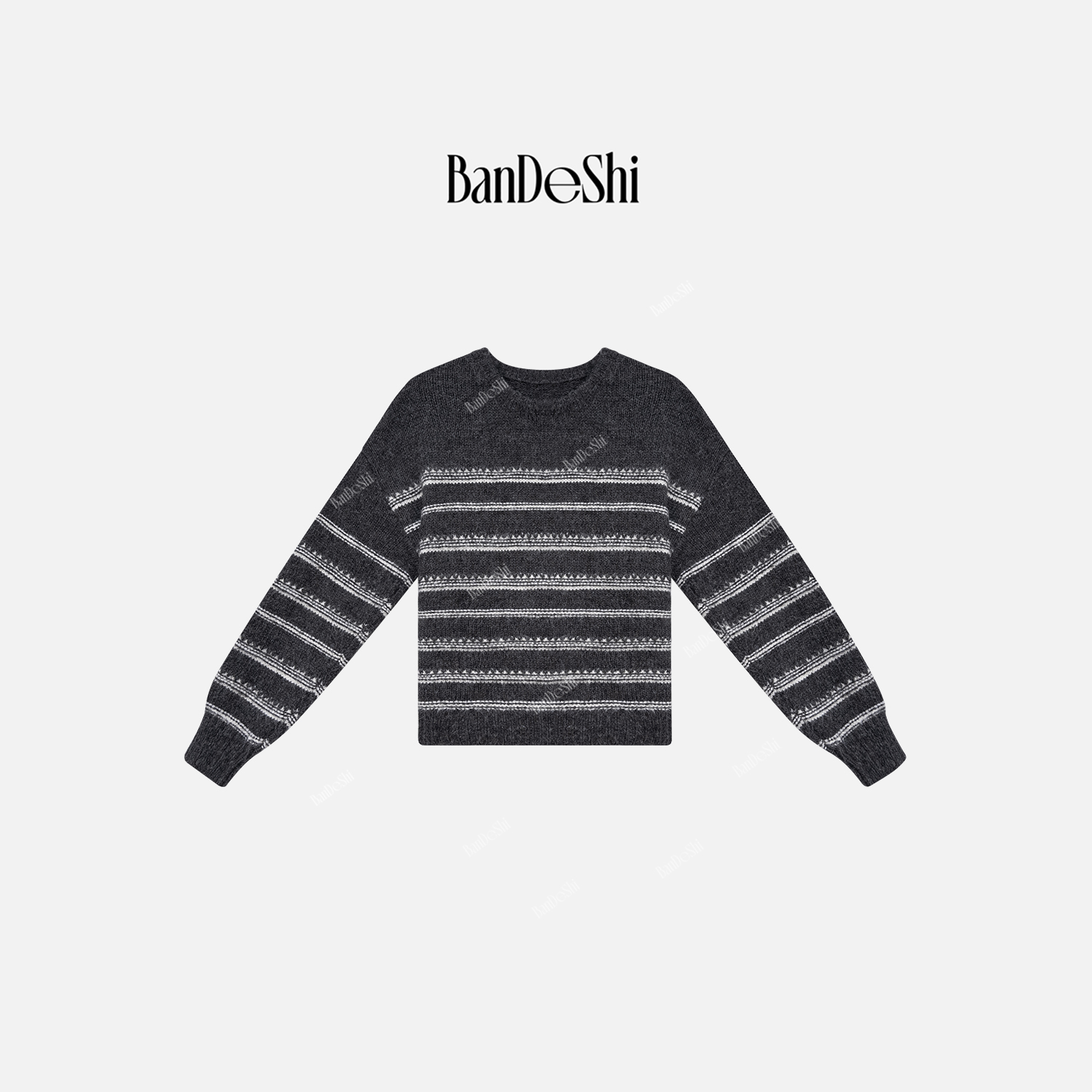 【C4338】班德施-秋冬新款复古花纹线条设计感圆领针织开衫SS