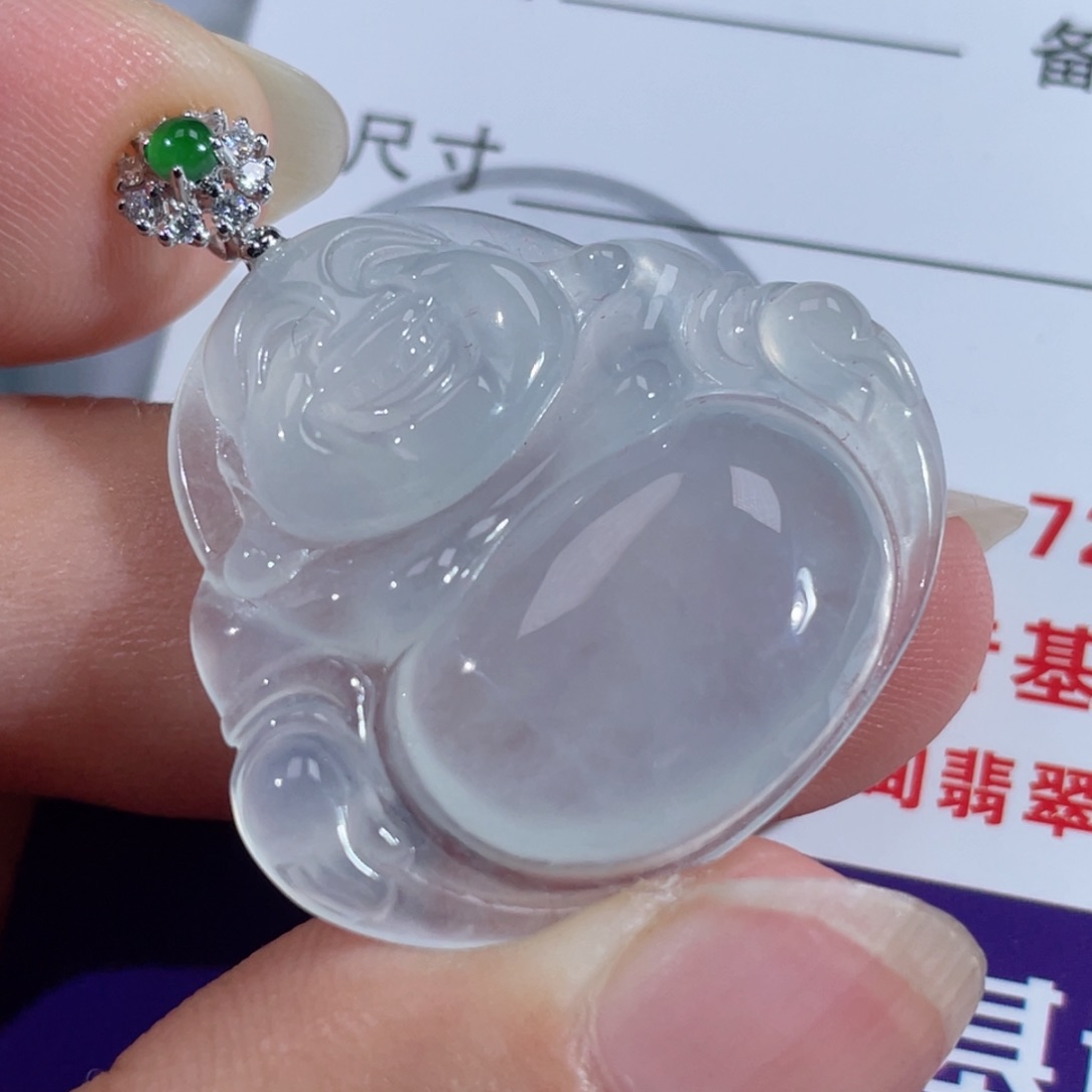 翡翠18K金镶嵌颈饰佛公