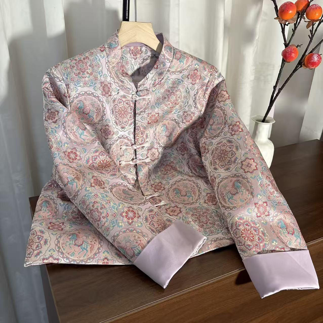 （马上有钱）新中式冬季加厚棉衣刺绣棉袄立领新国风网红保暖外套