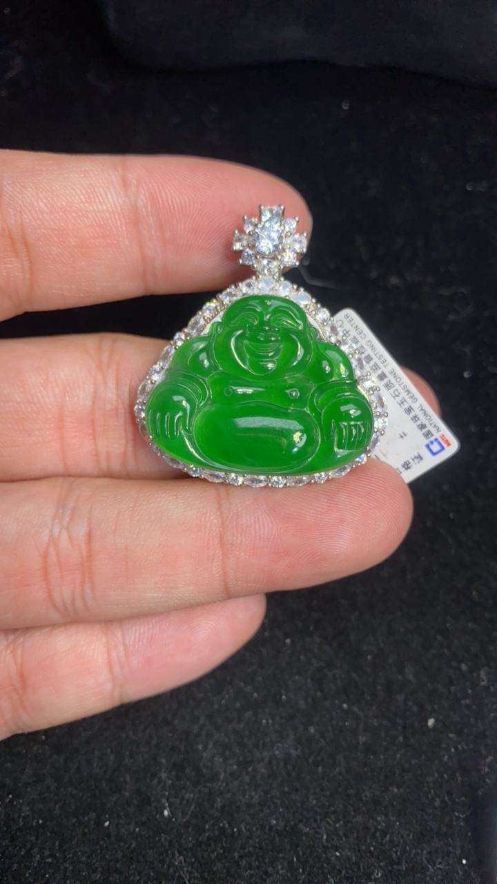 天然A货绿佛公吊坠