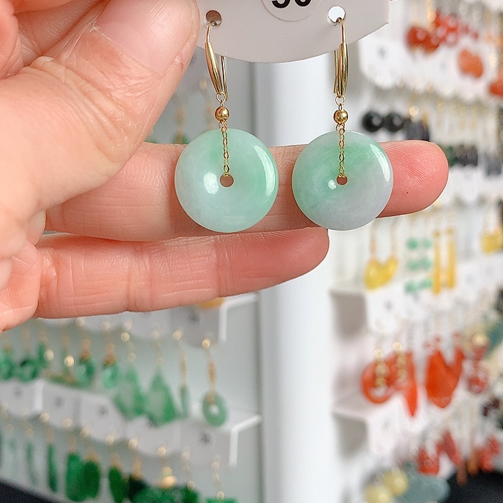 翡翠耳饰18K金镶嵌翡翠