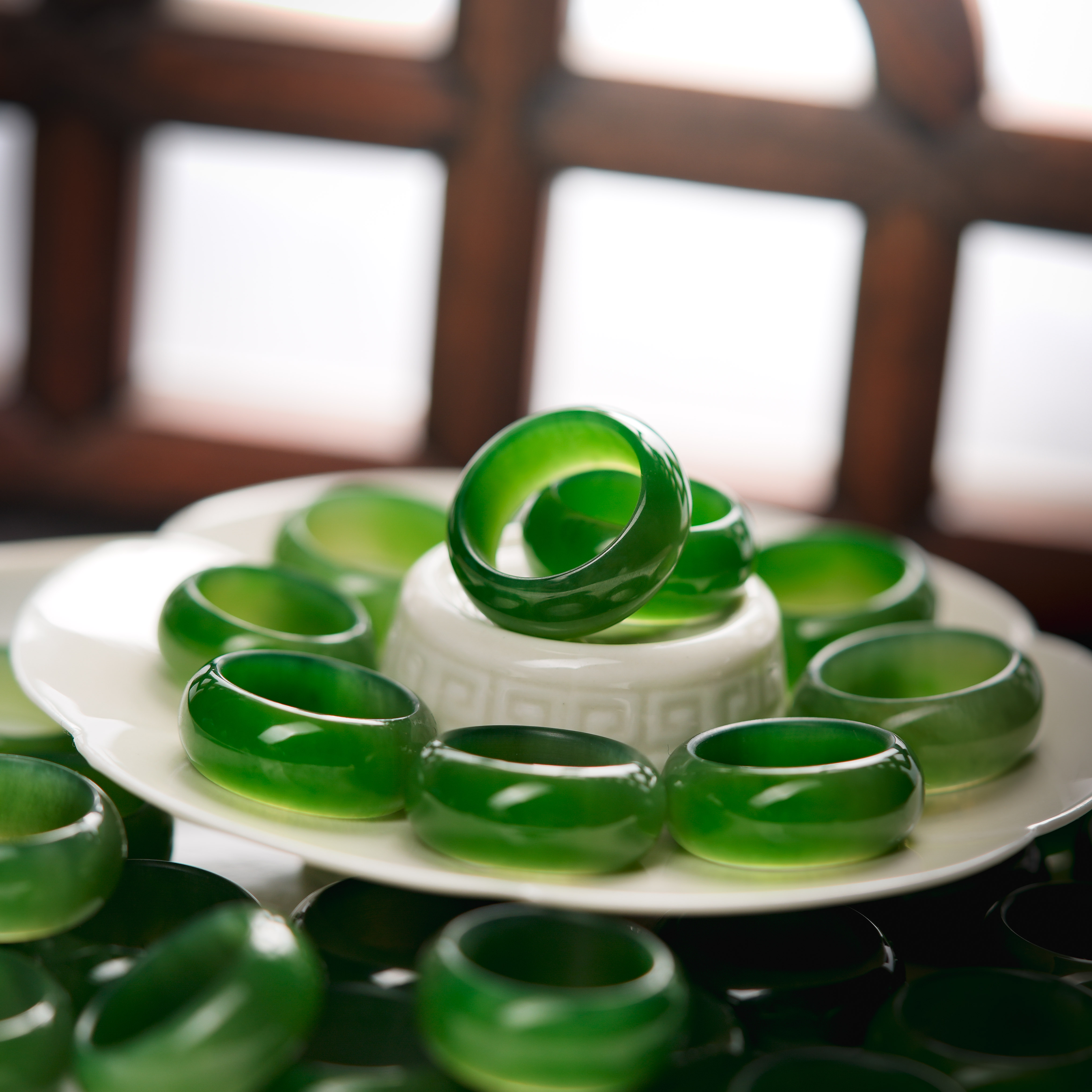 L【博姐精选】和田玉碧玉典藏级戒指戒圈J1939多样性发其一