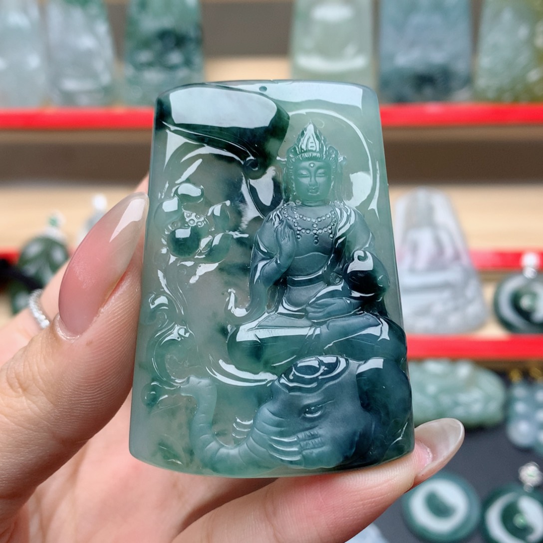 翡翠颈饰未镶嵌#*只普贤菩萨