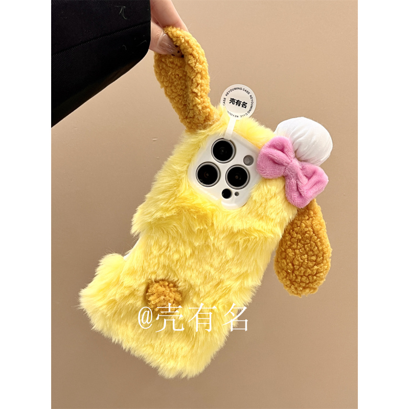 可爱卡通毛绒耳朵厨师饼饼适用苹果17手机壳iPhone16/15秋冬14萌