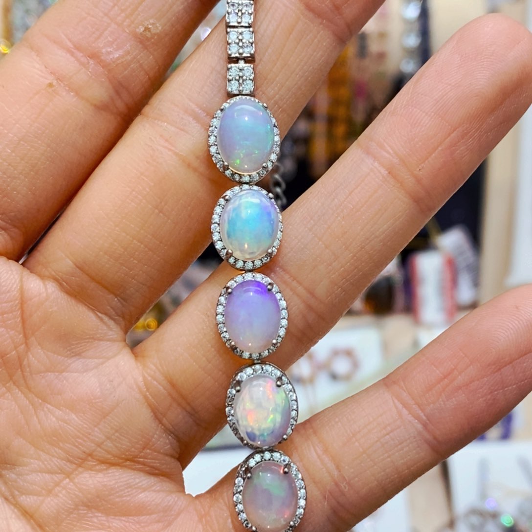 欧泊手链银S925镶嵌手链