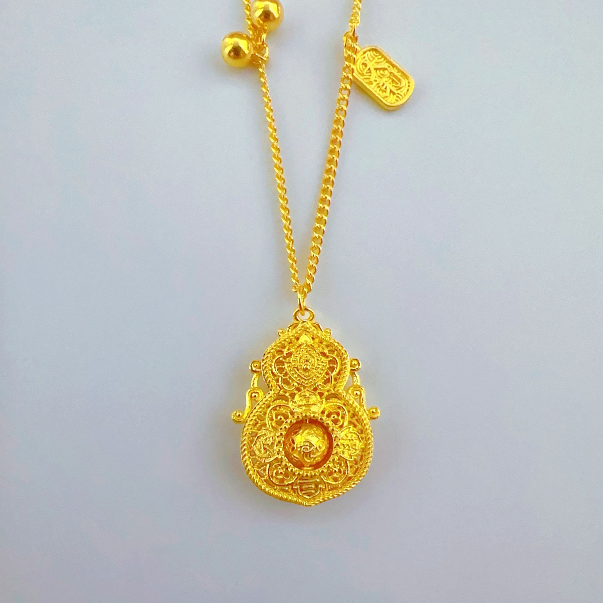 足金黄金 人生四美葫芦套链  时尚经典百搭款