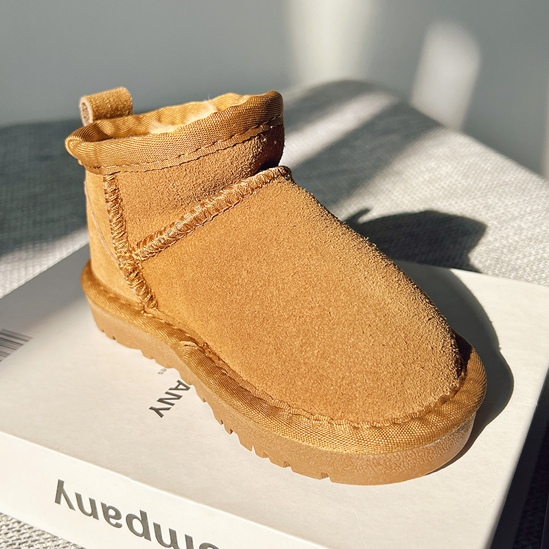 【工厂直供】真皮经典雪地靴加绒加厚保暖男童女童低帮儿童雪地靴