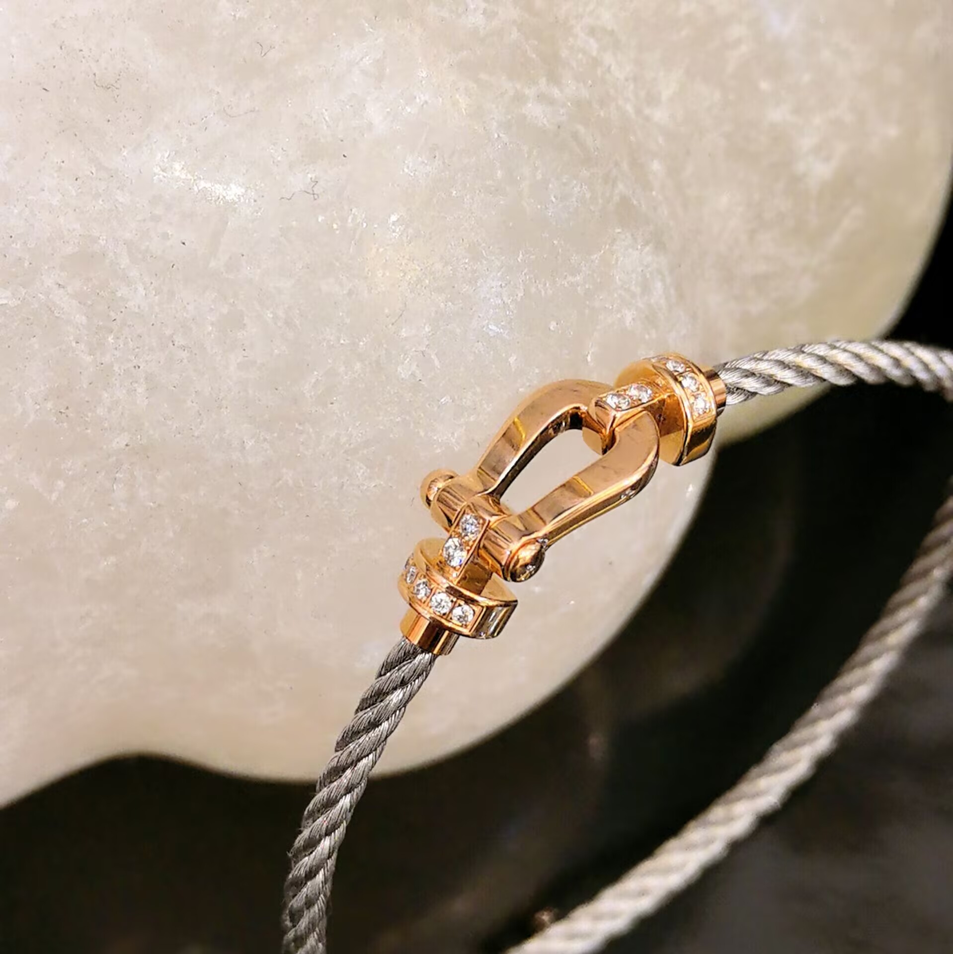 99新 FRED/斐登 force半钻马蹄扣手绳/K玫/#16