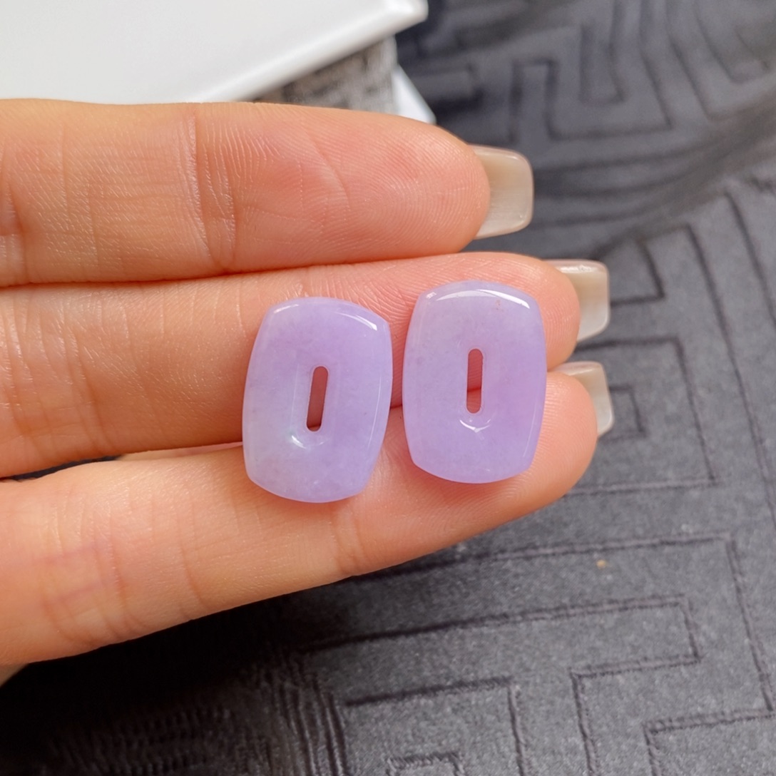 翡翠未镶嵌耳饰紫罗兰方糖